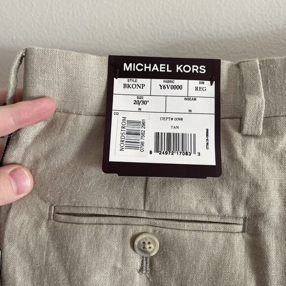 Michael Kors Boys SZ 20R / 30” -W Beige Linen/Rayon Blend Flat Front Pants NWT - Picture 8 of 10